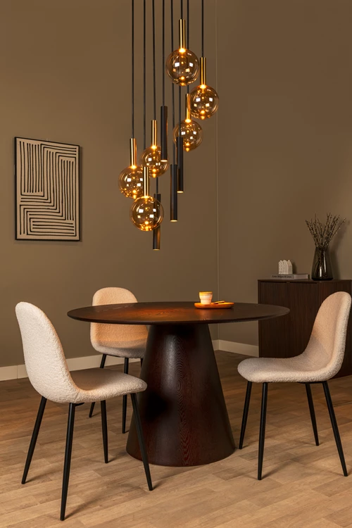 Lucide JOSIANE - Pendant light - Ø 55 cm - 6xG9 - Suitable for double-height spaces and high ceiling - Black | Vibes - atmosphere 1